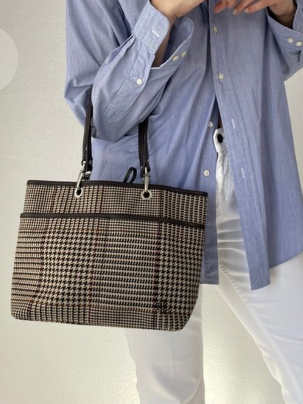 Lauren Ralph Lauren houndstooth plaid mini tote bag Vintage NWOT